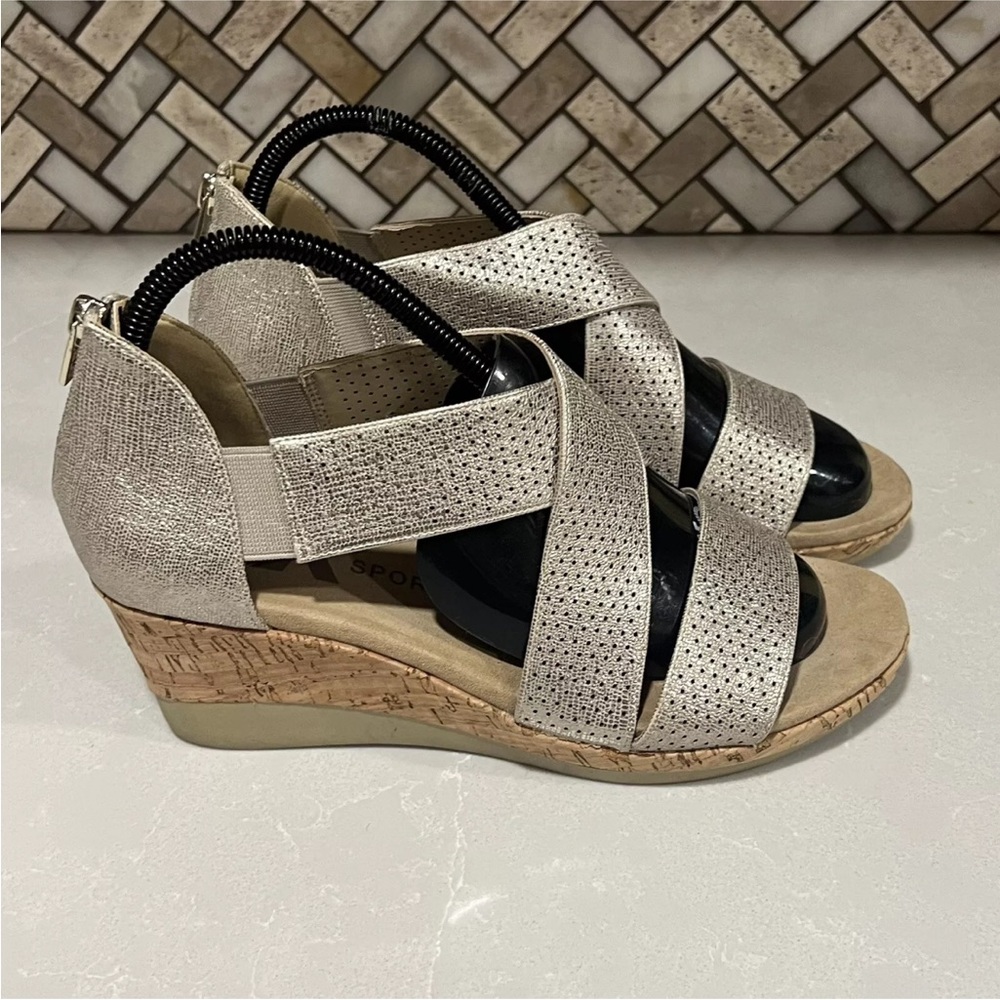 Anne Klein Silver Wedge Sandals - Picture 2 of 9